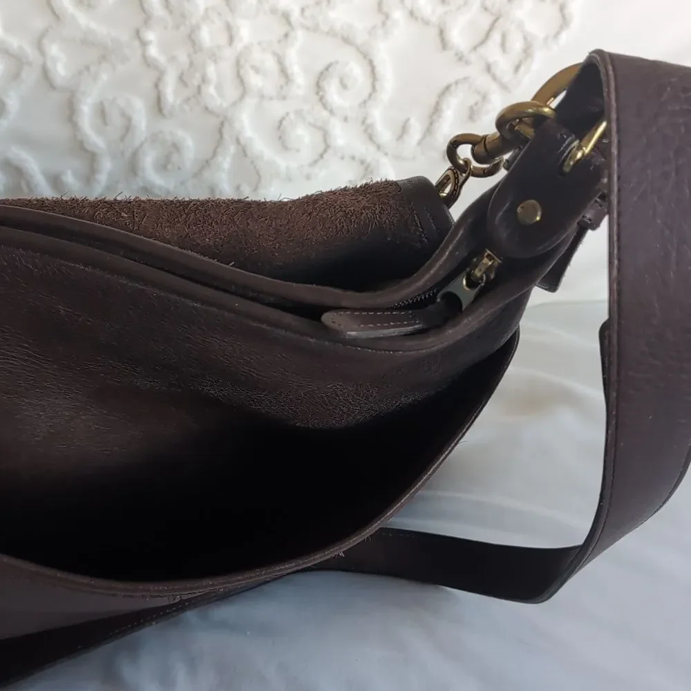Vintage Coach Whitney Mahogany 🤎 Leather Large Crossbody With Gold Charm Chain